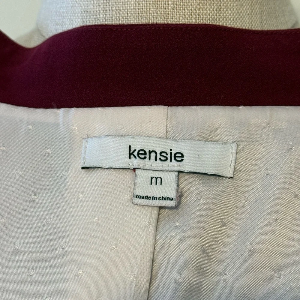 Kensie Marni Notch Collarless Blazer Burgundy Wine 3/4 Sleeve Jacket StitchFix M - Picture 5 of 5